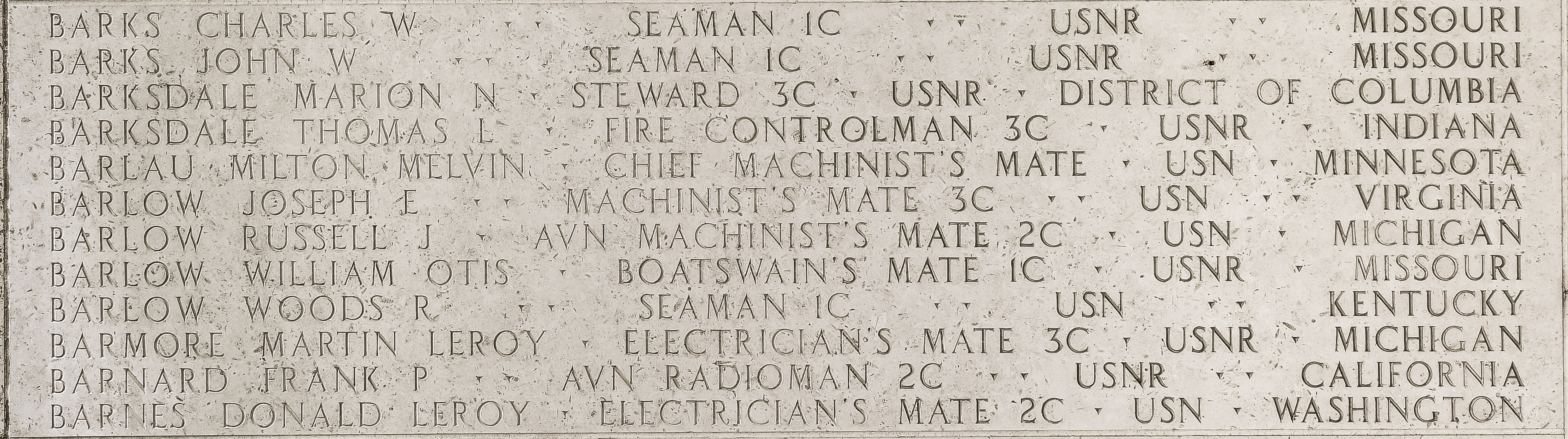 John W. Barks, Seaman First Class